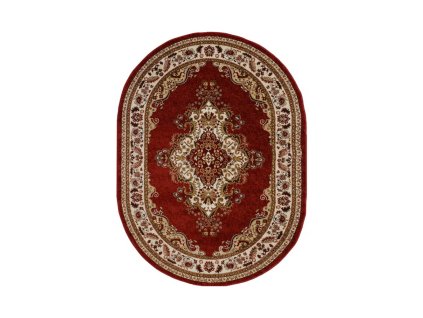 koberec medailon oval 6985a cerveno kremovy