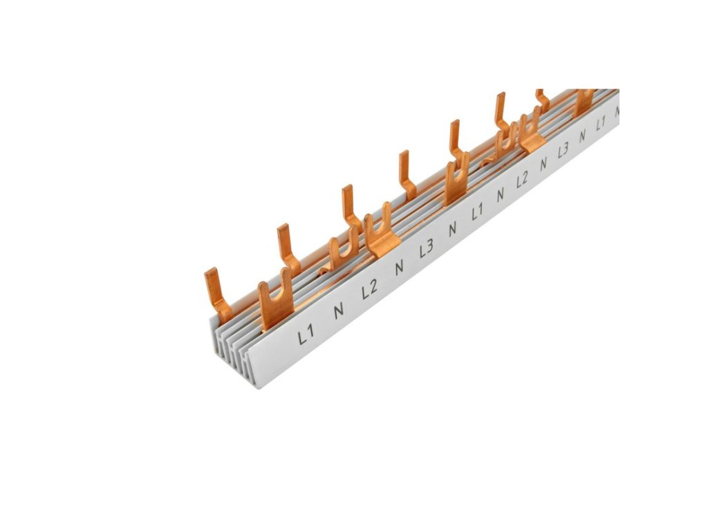 Prop. lišta G/S-L1+N-L2+N-L3+N-1000/16P, vidlica+kolík, 4-pólová, 80A, rozstup 17,8+9mm (1000364)