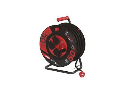 Venkovní prodlužovací kabel na bubnu 50 m – 4 zásuvky 230 V 2,5 mm² neopren černý IP44