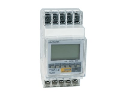Programovatelné digitální hodiny TE8A‑2A Elmark  časový spínač na DIN lištu 230 V s 2 kanály a zatížením 16 A
