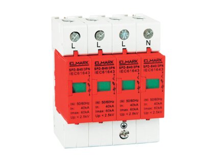 Přepěťová ochrana Elmark SPD‑C20 3pN In 20 kA svodič přepětí typ 2 (3+1) pro elektroinstalace