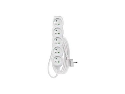 Prodlužovací kabel 2 m 5 zásuvek bílý PVC 1mm2 EMOS P0512