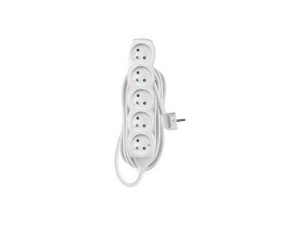 Prodlužovací kabel EMOS P0515 5 m, 5 zásuvek, bílý PVC