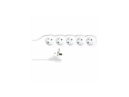 Prodlužovací kabel 5 m 5 zásuvek bílý PVC 1,5mm2 EMOS P0515R