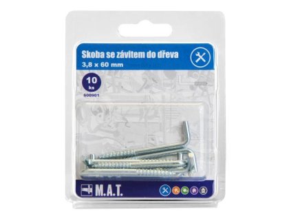 103263 skoba se zavitem do dreva 60x3 8mm zn 10ks