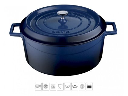 30362 litinovy hrnec lava kulaty 24cm modra