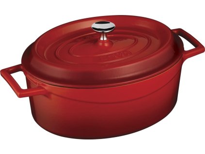 31040 litinovy hrnec lava oval 25x31cm cerveny