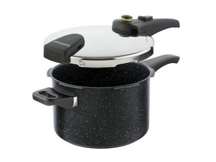 43092 tlakovy hrnec biomax s bio ventilem prumer 22cm objem 6 l black granitec
