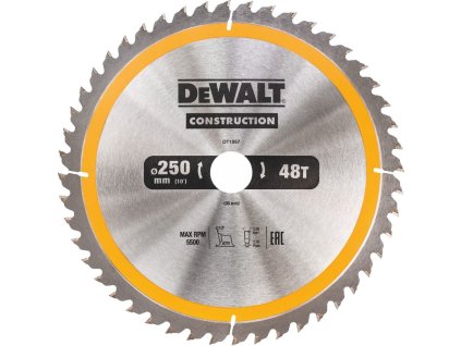 DeWALT DT1957 pilový kotouč CONSTRUCTION pro pokosové pila na dřevo s hřebíky, 250 x 30 mm, 48 zubů