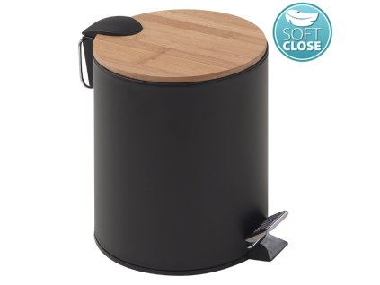 KENTA odpadkový koš 5l, Soft Close, černá mat/bambus