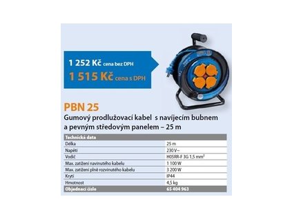 41385 prodluzovaci kabel s bubnem 25 m narex pbn 25
