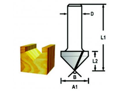 Makita D-47868 drážkovací fréza tvaru V stopka 6 mm,12,7x12,7x45 mm