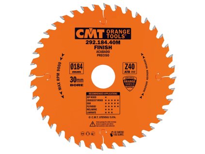 58827 cmt orange pilovy kotouc pro elektronaradi finalni rez d184x2 6 d16 z40 hw