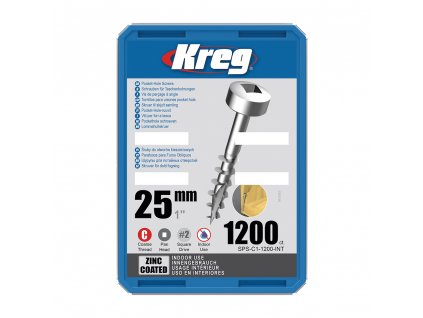 Kreg Zinc Pan-Head Šrouby pro skryté spoje - 25 mm, hrubý závit, 1200 ks