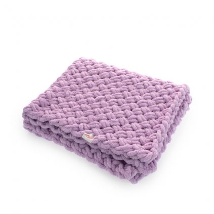Puffy deka - teplá pletená fialová
