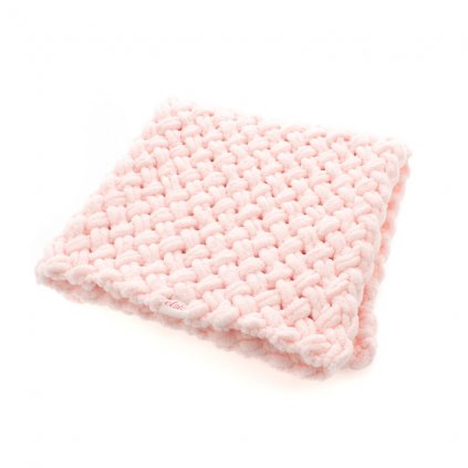 Puffy deka - teplá pletená broskyňová