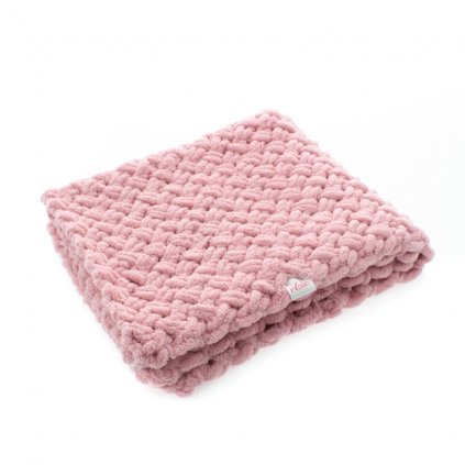 Puffy deka - teplá pletená púdrová ružová
