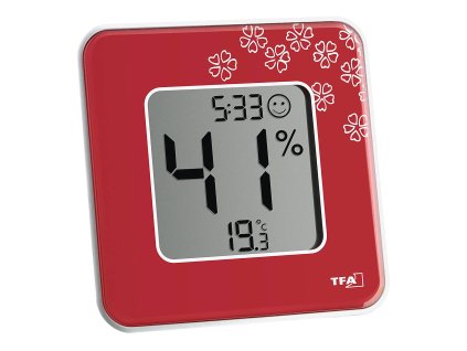 TFA 30.5021.05 Style - Digitálny teplomer s vlhkomerom a hodinami (červený)