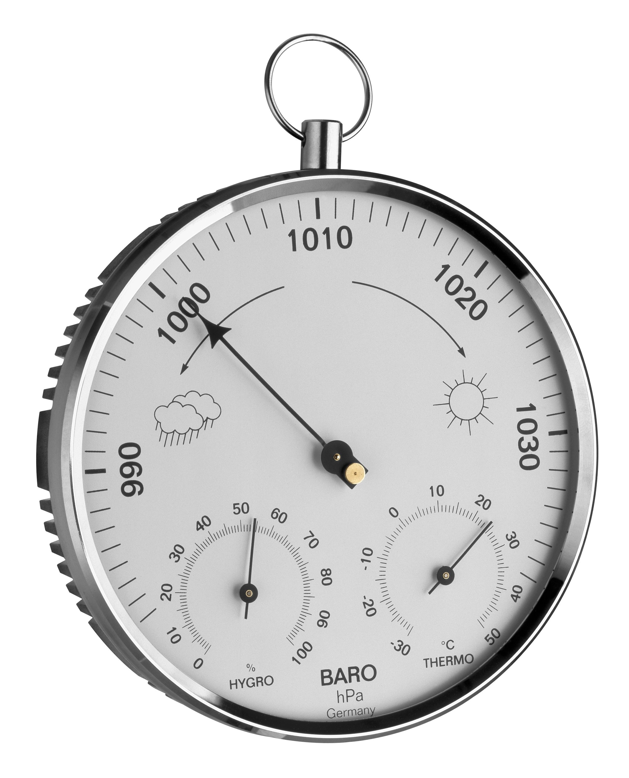 TFA 20.3006.42 - teplomer, vlhkomer a barometer (chróm) Ø 136 mm