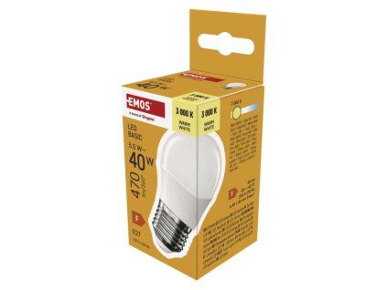 LED žiarovka Basic Mini Globe / E27 / 5,5 W (40 W) / 470 lm / Teplá biela
