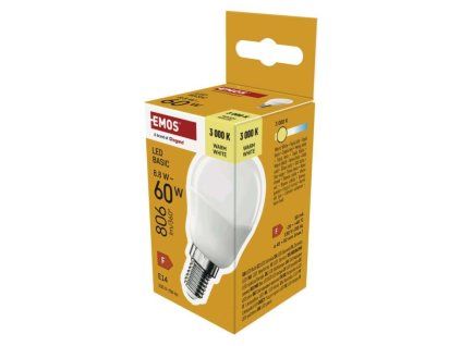 LED žiarovka Basic MINI GLOBE E14 / 8,8 W (60 W) / 806 lm / Teplá biela