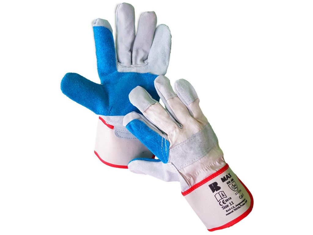 Kombinované odolné kožené rukavice MAX. Pravé kožené pracovné rukavice.