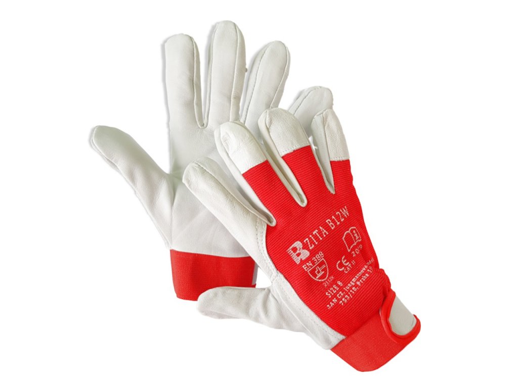 Mechanické kombinované bavlnené rukavice Zita B12W. Bavlnené kombinované rukavice