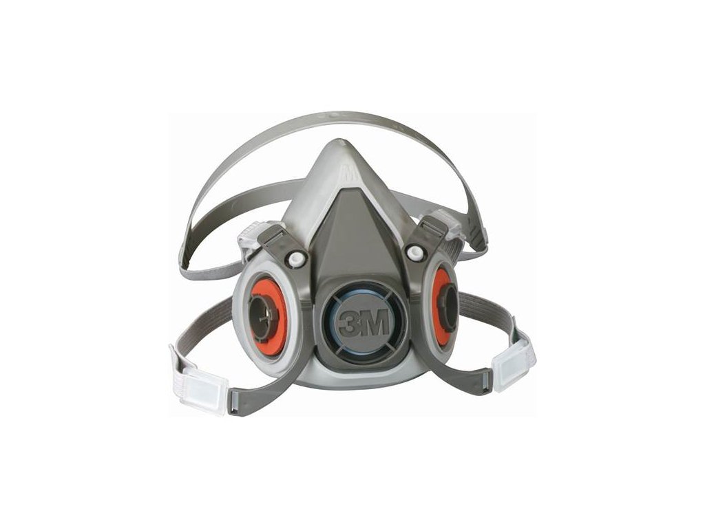 Polomaska 3M 6300 s dvoma filtrami. Ochranná maska na tvár. Norma: EN 140:1998. Veľkosti: S (6100), M (6200), L (6300)