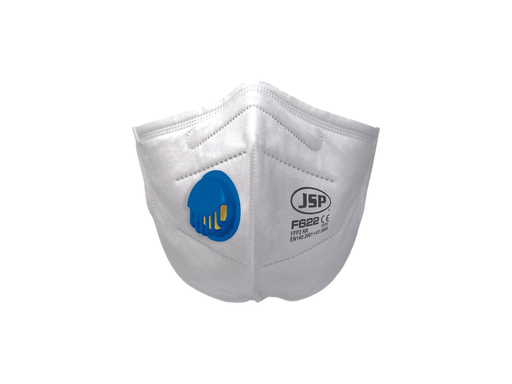 JSP respirátor FFP2V(F622) s ventil. 30/BOX. Biely respirátor na ochranu dýchacích ciest.