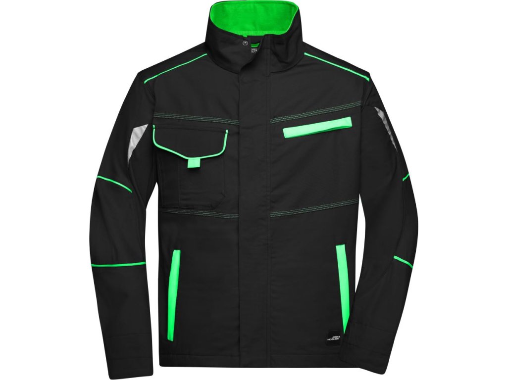 James & Nicholson | JN 849 Pracovná bunda - Color_02.0849 (Farba black/lime green, Veľkosť XS)