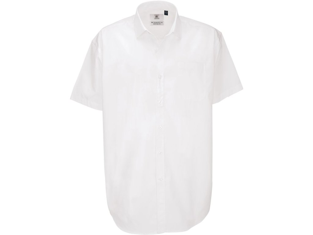B&C | Heritage SSL /men Popelínová košeľa s krátkym rukávom_01.0P42 (Farba white, Veľkosť S)