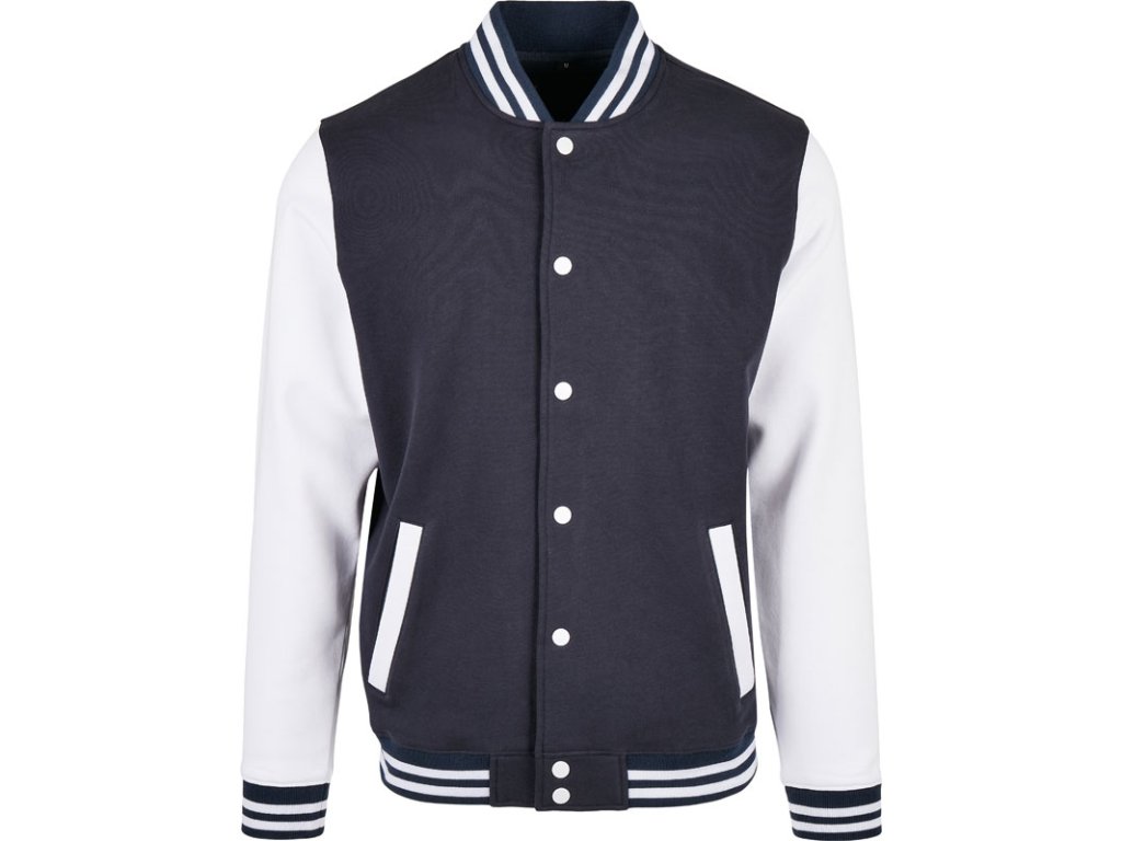 Build your Brand Basic | BB 004 College bunda_56.B004 (Farba navy/white, Veľkosť XS)