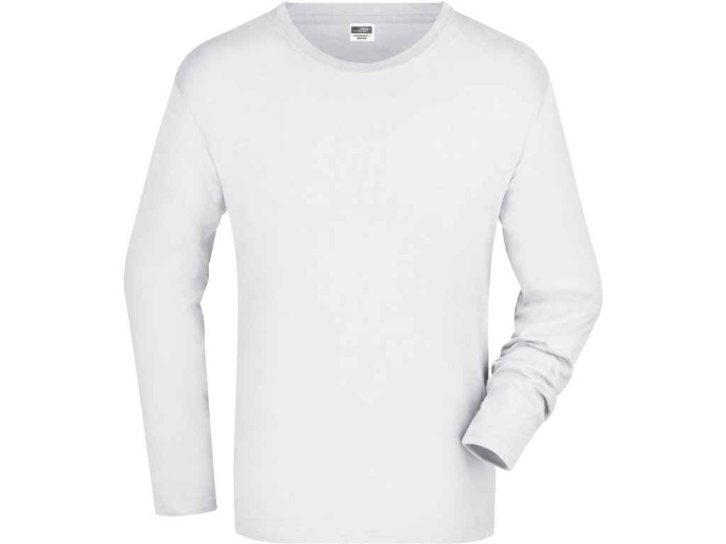 James & Nicholson | JN 913 Pánske tričko s dlhým rukávom_02.0913 (Farba white, Veľkosť S)
