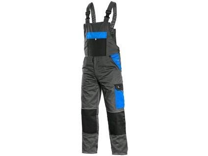 Skrátené nohavice s náprsenkou CXS PHOENIX CRONOS, šedo-modré, 170-176cm