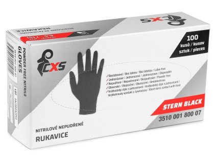 Rukavice CXS STERN BLACK, jednorázové, nitrilové, čierne (Veľkosť 8)