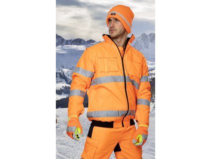 Zimná čiapka pletená + flísová podšívka hi-viz SPARK oranžová