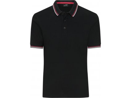 James & Nicholson | JN 1306 Pánske ťažké piqué polo s kontrastnými prúžkami_02.1306 (Farba black/white/red, Veľkosť S)