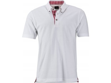 James & Nicholson | JN 716 Pánske piqué polo v tradičnom krojovom vzhľade_02.0716 (Farba white/red white, Veľkosť S)