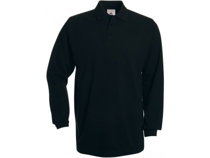 B&C | Heavymill LSL Piqué polo s dlhým rukávom z ťažkej bavlny_01.0423 (Farba black, Veľkosť S)