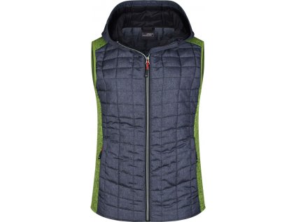 James & Nicholson | JN 767 Dámska pletená hybridná vesta_02.0767 (Farba kiwi melange/anthracite melange, Veľkosť S)