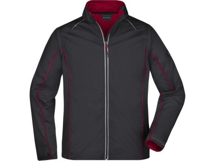 James & Nicholson | JN 1122 Pánska softshellová bunda s odopínacími rukávmi_02.1122 (Farba black/red, Veľkosť S)