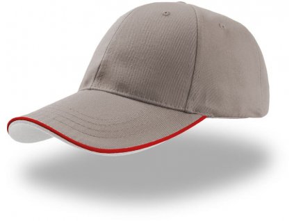 Atlantis | Zoom Piping Sandwich 6 panelová baseballová šiltovka_33.0004 (Farba grey/red, Veľkosť onesize)
