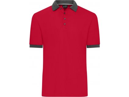 James & Nicholson | JN 1304 Pánske kontrastné piqué polo_02.1304 (Farba red/anthracite melange, Veľkosť S)