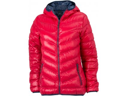 James & Nicholson | JN 1059 Ľahká dámska páperová bunda s kapucňou_02.1059 (Farba red/navy, Veľkosť S)