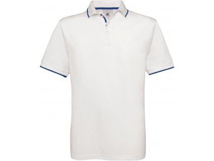 B&C | Safran Sport Piqué polo s prúžkom_01.0413 (Farba white/royal blue, Veľkosť S)