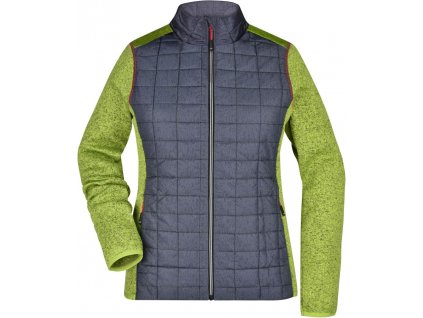 James & Nicholson | JN 741 Dámska pletená hybridná bunda_02.0741 (Farba kiwi melange/anthracite melange, Veľkosť S)