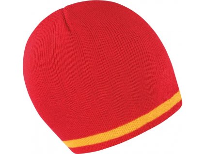 Result Winter Essentials | R368X Pletená čiapka s kontrastnými pruhmi_28.368X (Farba red/yellow, Veľkosť onesize)