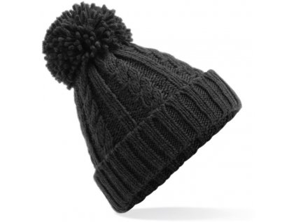 Beechfield | B480 Melanžová pletená čiapka s brmbolcom_53.048 (Farba black, Veľkosť onesize)