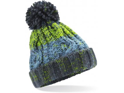 Beechfield | B486B Detská pletená čiapka s brmbolcom "Corkscrew"_53.486B (Farba electric grey, Veľkosť onesize)