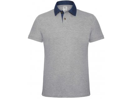 B&C | DNM Forward /men Pánske piqué polo "Medium Fit"_01.3093 (Farba denim/heather grey, Veľkosť S)